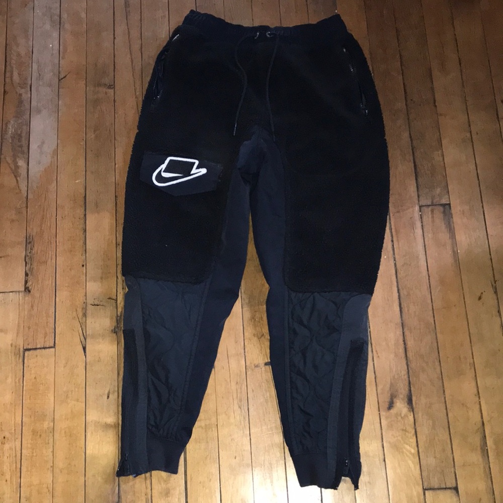 Kids Black Fleece-Panel Jogger Pants